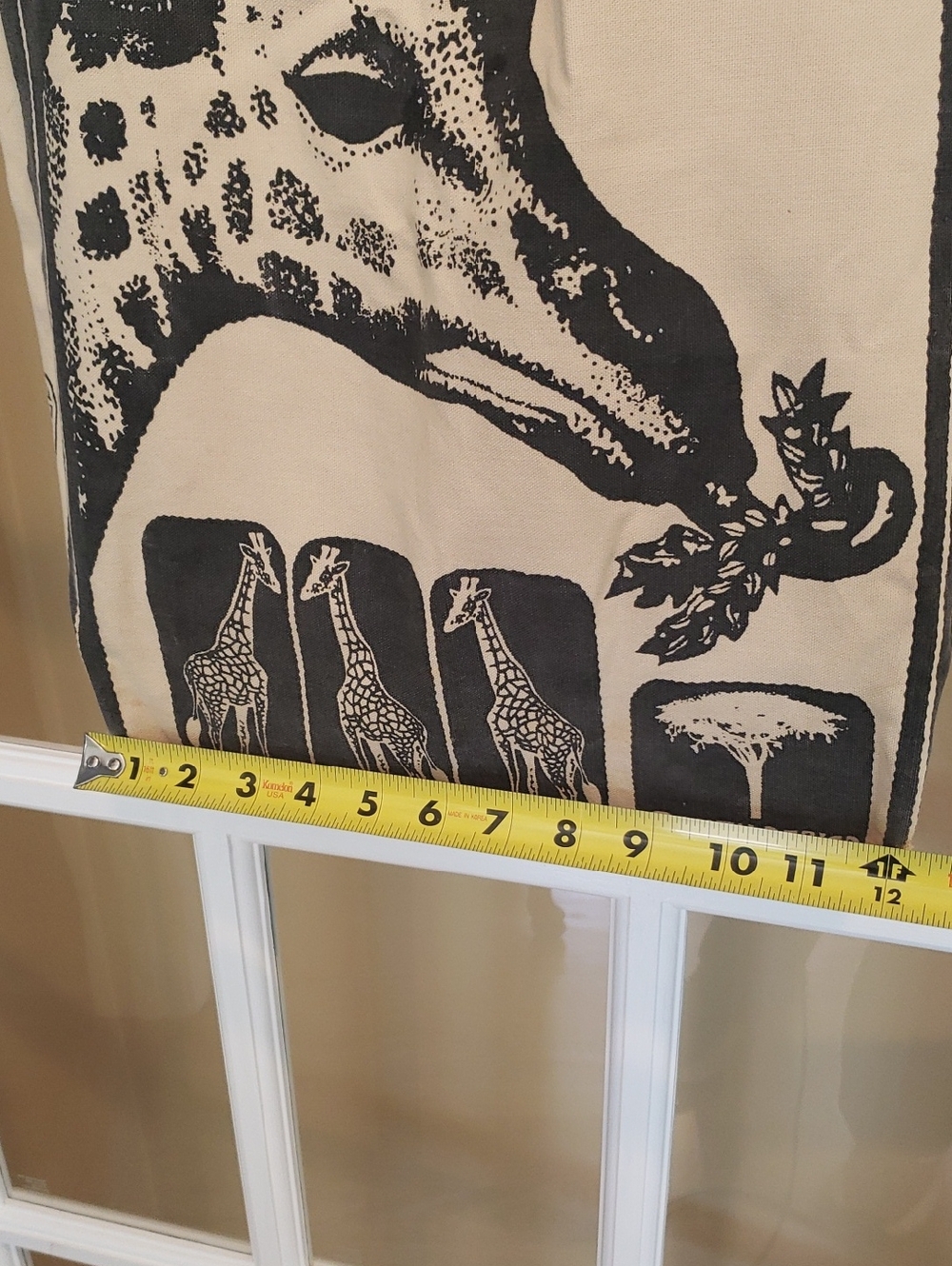 Hand Printed Giraffe Tote by COQ D'OR - 16"H X 12"W X 3" D - Picture 8 of 16